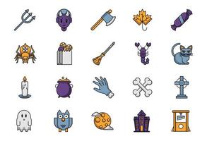 bundle of halloween set icons vector