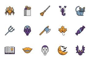 bundle of halloween set icons vector