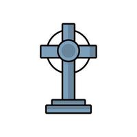 cemetery graveyard with cross icon vector