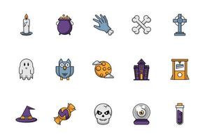 bundle of halloween set icons vector