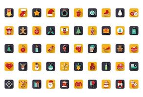 bundle of happy merry christmas icons vector