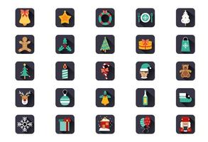 bundle of happy merry christmas icons vector