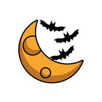 moon night halloween with bats flying vector