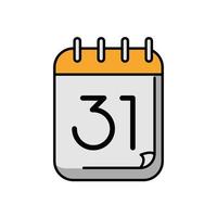 Calendario con 31 número icono aislado vector