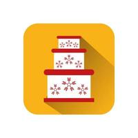 happy merry christmas sweet cake with snowflakes vector