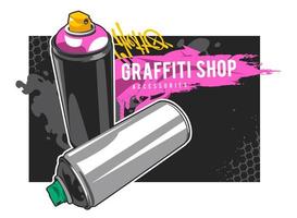 banner de graffiti con latas de aerosol vector