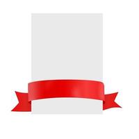 White Blank A4 Leaf Template with Red Ribbon. Vector Illustration