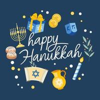 feliz pancarta de hanukkah, publicación en redes sociales vector