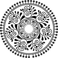 rangoli tradicional y cultural indio, alpona, kolam o paisley vector line art. arte de bengala india. para impresión textil, logo, papel pintado