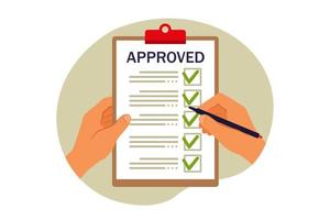 Approval concept. Rating and reviews. Meeting requirements. Vector illustration. Flat.