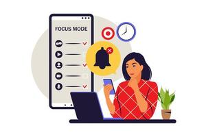 Focus of attention concept. Focus mode. Attention concentration on the work. Vector illustration. Flat