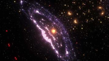partículas de estrela em movimento roxo brilhando em forma de caleidoscópio gráficos de mandala video