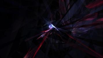 fibra de triângulo de caos vermelho azul escuro movendo-se no túnel de malha