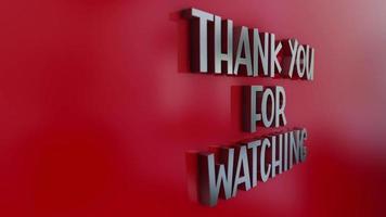 Word flying Of THANK YOU FOR WATCHING animation effect on red background video