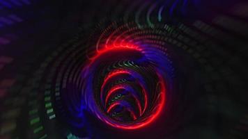 Malla arco iris oscuro futurista brillante líneas voladoras en túnel video