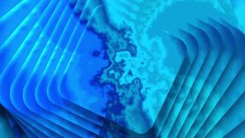 Muster des blauen Marmorrechteckwirbels drehen sich. leuchtende Metallringe Animation. video