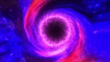 Purple glow black hole with nebula gas cloud in space video