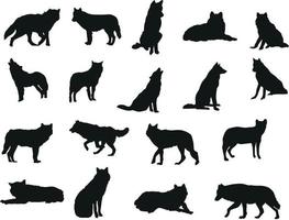colección de silueta vectorial de lobos para logotipos y composiciones de ilustraciones vector