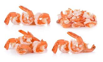 boiled shrimp on white background photo