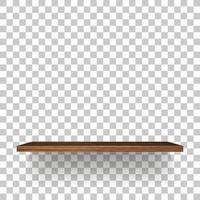 Wooden shelf on transparent background with soft shadow. 3D empty wooden shelves. Vector. vector