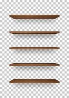 Wooden shelf on transparent background with soft shadow. 3D empty wooden shelves. Vector. vector