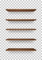 Wooden shelf on transparent background with soft shadow. 3D empty wooden shelves. Vector. vector