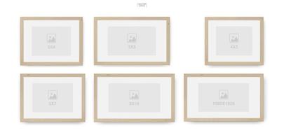 Wooden photo frame or picture frame for interior design and decoration. Vector. vector