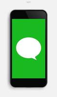 Realistic mobile phone with application image on display screen background. Vector. vector