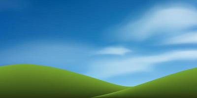 Green grass hill or mountain with blue sky. Abstract background park and outdoor for landscape design idea. Vector. vector