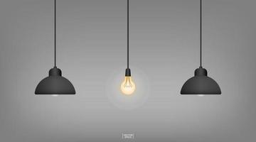 Light bulb or lamp with dark background. Vector. vector