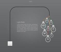 Abstract light bulb symbol and light switch on gray background. Vector. vector