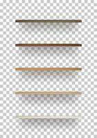 Wooden shelf on transparent background with soft shadow. 3D empty wooden shelves. Vector. vector