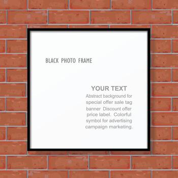 Empty photo frame on red brick wall texture background. Vector. vector