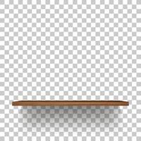 Wooden shelf on transparent background with soft shadow. 3D empty wooden shelves. Vector. vector