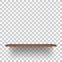 Wooden shelf on transparent background with soft shadow. 3D empty wooden shelves. Vector. vector