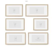 Wooden photo frame or picture frame for interior design and decoration. Vector. vector