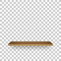 Wooden shelf on transparent background with soft shadow. 3D empty wooden shelves. Vector. vector