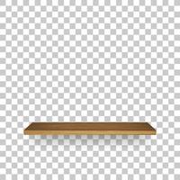 Wooden shelf on transparent background with soft shadow. 3D empty wooden shelves. Vector. vector