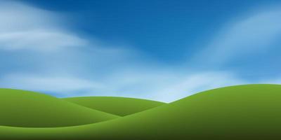 Green grass hill or mountain with blue sky. Abstract background park and outdoor for landscape design idea. Vector. vector