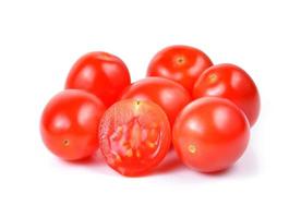 red cherry tomatoes isolated on white background.