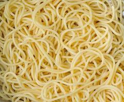 Closeup of freshly boiled spaghetti coiled photo