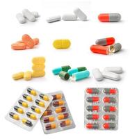 pills and capsules isolated on white background photo