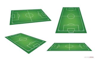Soccer field or football field background isolated on white. Perspective elements. Vector green court for create soccer game. Vector.