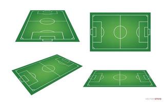 Soccer field or football field background isolated on white. Perspective elements. Vector green court for create soccer game. Vector.