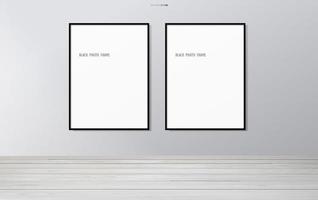 Blank photo frame or picture frame in wooden room background. Vector. vector