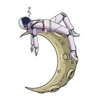 Astronaut sleep on the crescent moon vector