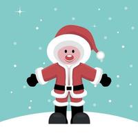 Christmas card of Santa Claus child under snow vector