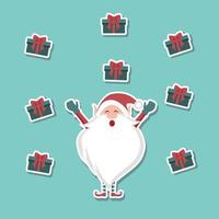 Cartoon background of happy santa claus and gifts vector