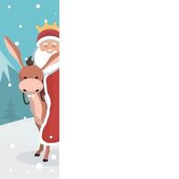 Christmas card of king wizard with white background to write vector