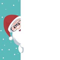 Christmas card of Santa Claus with lenses poking out on white poster to write vector